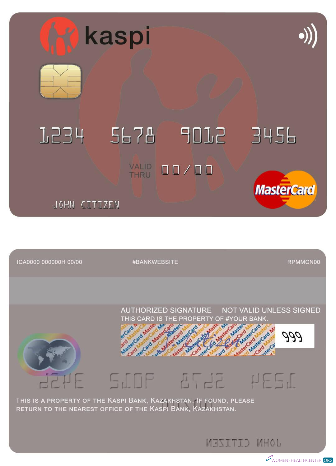 Download Kazakhstan Kaspi Bank mastercard Photoshop template